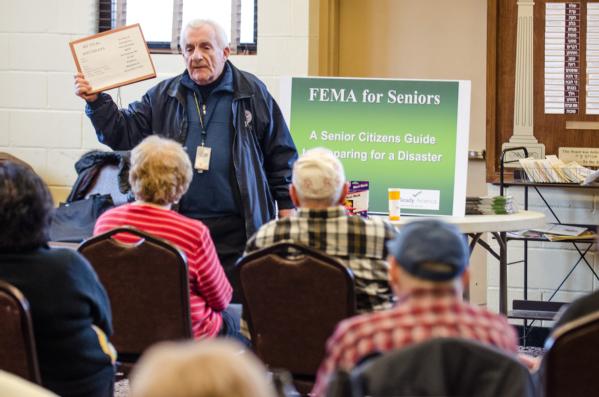 Far Rockaway, N.Y., March 11, 2013 -- The FEMA for Seniors program visited the Young Israel Wavecrest & Bayswater Senior Center. Community Relations Specialist Lloyd Weston gave a presentation on disaster preparedness and discussed the importance of preparing a document folder and disaster supply kit. 